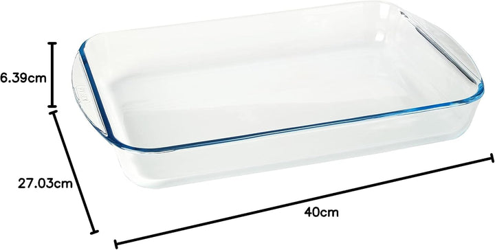 Pyrex Rechteckiger Bräter aus Glas, 40x27cm 40x27 cm, 40x27 cm