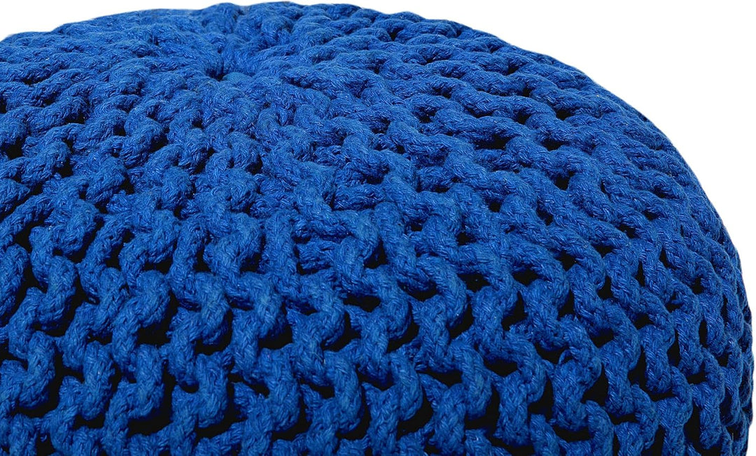Gestrickter Pouf Blau Kobaltblau ⌀ 40 cm Baumwolle Ottomane Conrad
