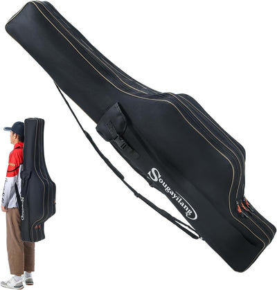 Sougayilang Angelruten-Tasche - 3-lagige Faltbare und tragbare Angelruten-Tasche für grosse Kapazitä
