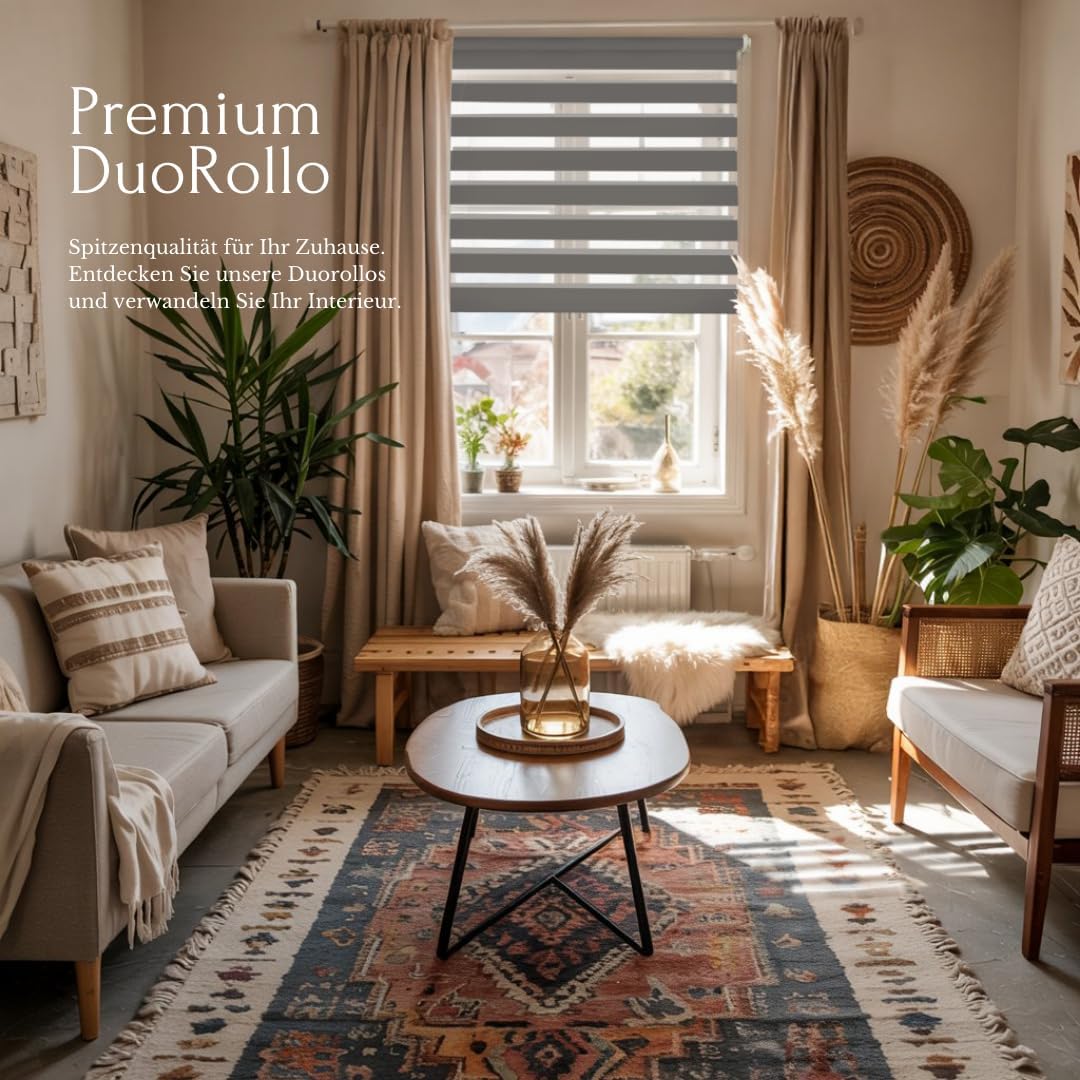 Home-Vision® DuoRollo Klemmfix, Doppelrollo ohne Bohren mit Klämmträgern, Rollos für Fenster und Tür