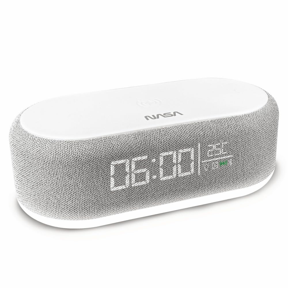 Nasa Wecker SPC400 – Radiowecker, Bluetooth-Lautsprecher, Lautsprecher 5 W x 2, kabelloses Laden 15
