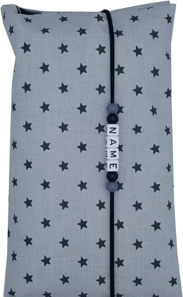 Grosse Windeltasche XXL mit Name Wickeltasche Grau/Anthrazit Innen glatte Baumwolle, Grau/Anthrazit