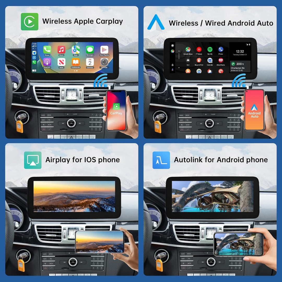 Road Top 12,3 Zoll Ultra-schmal Autoradio Touchscreen Drahtlos CarPlay Android Auto für Mercedes Ben