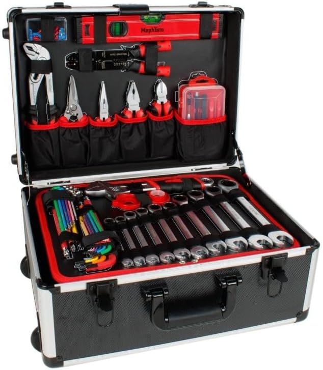 Mephisto Werkzeugtrolley Werkzeugkoffer mit Trolleyfunktion gefüllt mit Werkzeug Set 299 tlg. Werkze