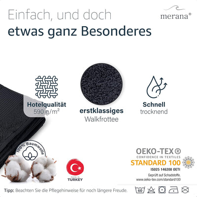 Merana Rome Handtuch Set | saugstark, weich und fusselfrei | Frottier Luxus Qualität | 100% Baumwoll
