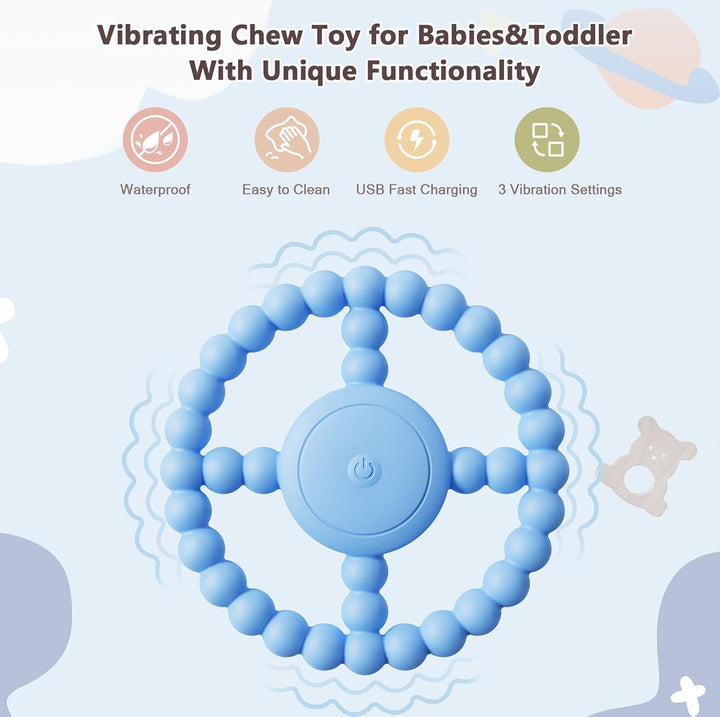 Beissring für Babys, vibrierendes Spielzeug, Silikon, Beissring, Beruhigung des Zahnfleischs für Bab