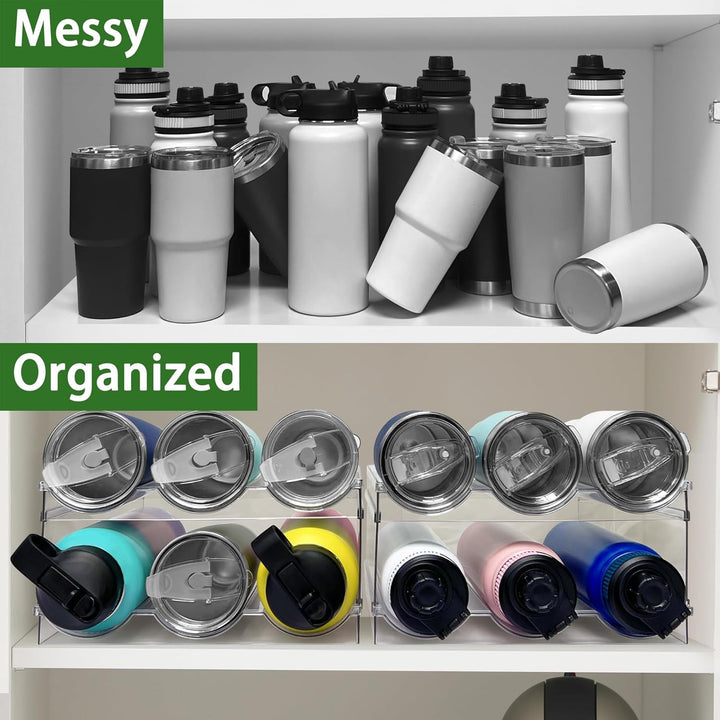 Spaclear 2 Stück Flaschenregal Stapelbar, Kunststoff Flaschenhalter für Kühlschrank, Schrank, Küchen