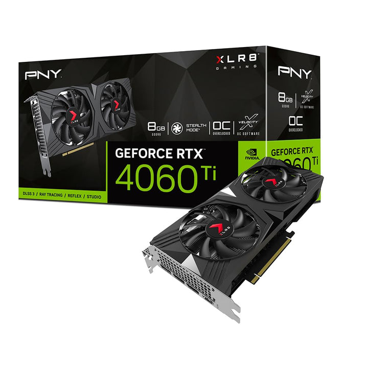 PNY GeForce RTX™ 4060 Ti 8GB XLR8 Gaming Verto Overclocked Dual Fan Graphics Card DLSS 3 RTX 4060Ti