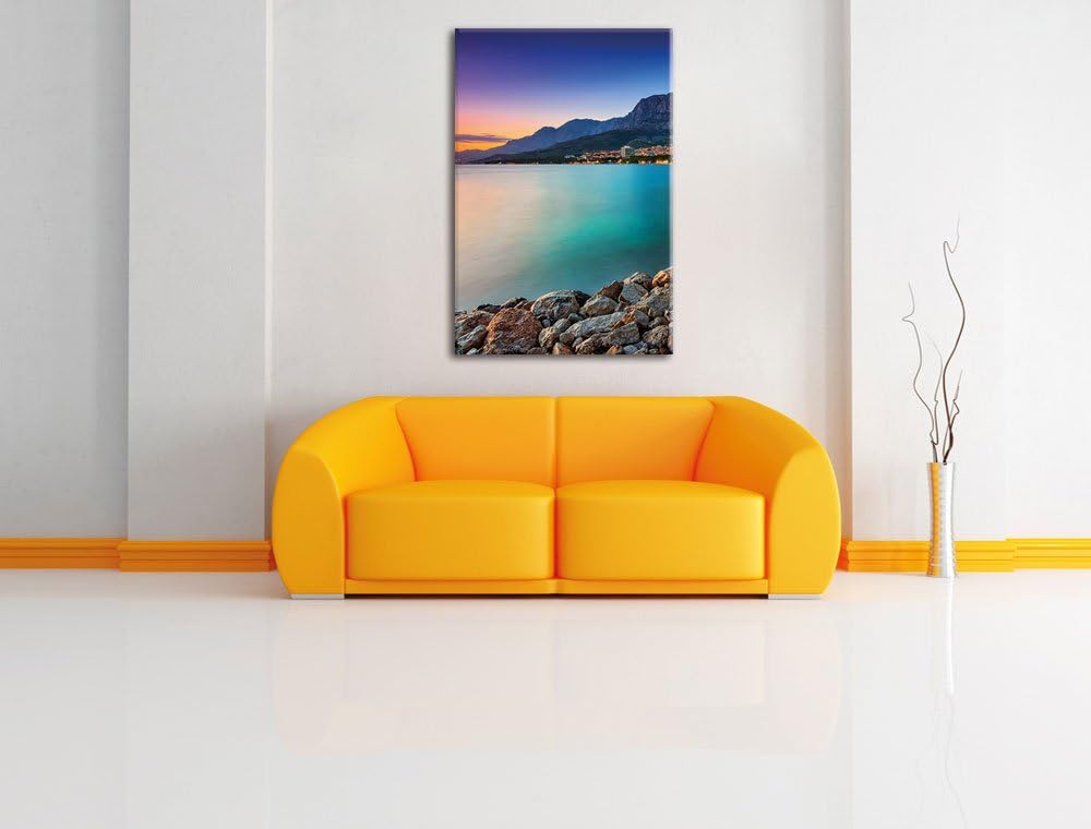 Meer an Traumstadt, Format: 100x70 auf Leinwand, XXL riesige Bilder fertig gerahmt mit Keilrahmen, K