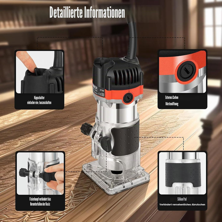 Elektrische Oberfräse Kantenfräse Holz Wood Fräsmaschine 800W - Oberfräse Professional Trimmen Einha
