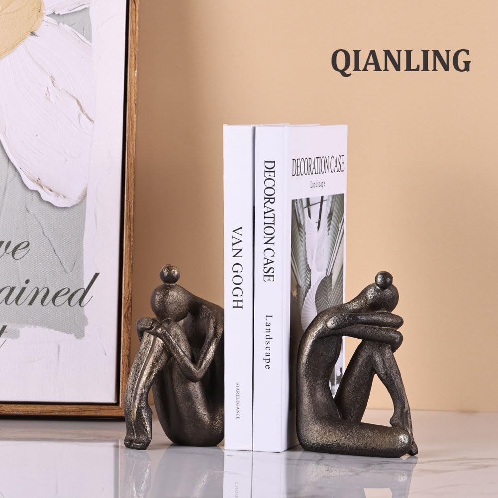 Buchstützen, einzigartig, dekorativ, Denkermädchen, modern, robust, rutschfest, Kunstharz, Buchstopp