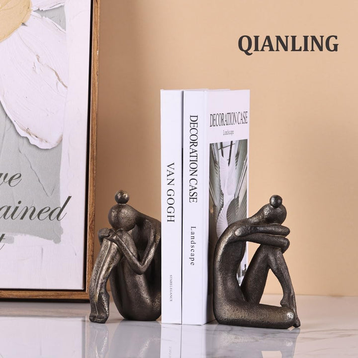 Buchstützen, einzigartig, dekorativ, Denkermädchen, modern, robust, rutschfest, Kunstharz, Buchstopp