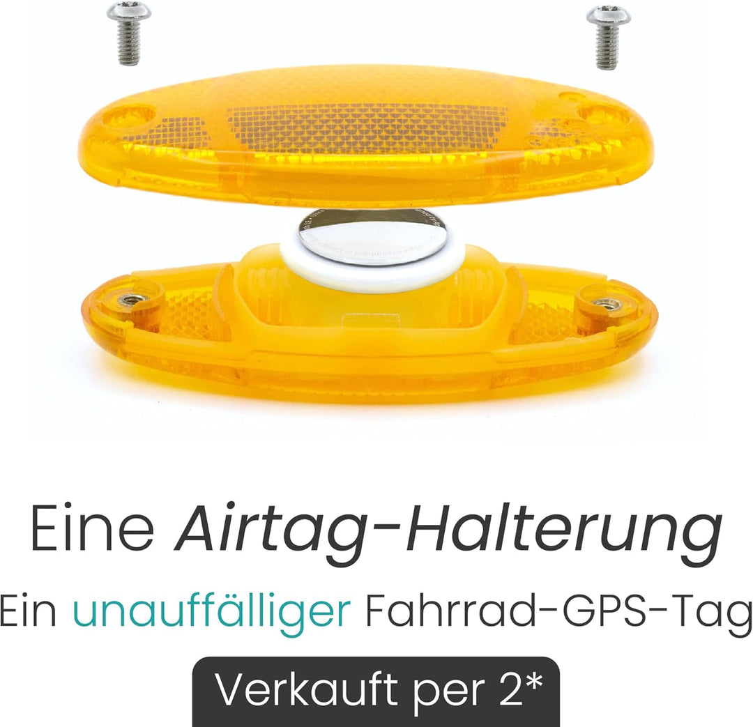 OVERADE - Airflex x2 – Halterung für GPS-Tracker Airtag – Rückstrahler – Diebstahlsicherung für Fahr