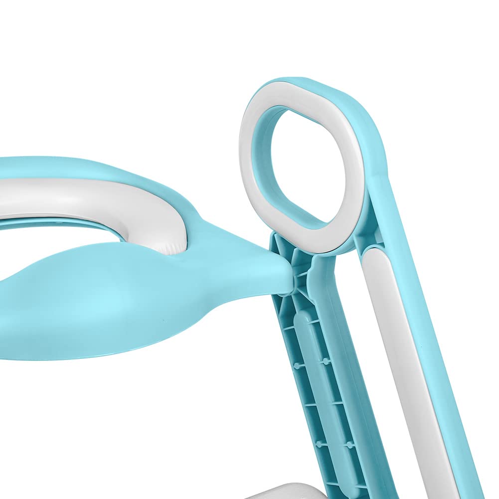 Toilettensitz Kinder mit Treppe Faltbar Töpfchentrainer Höhenverstellbar WC Trainer mit PU Gepolster
