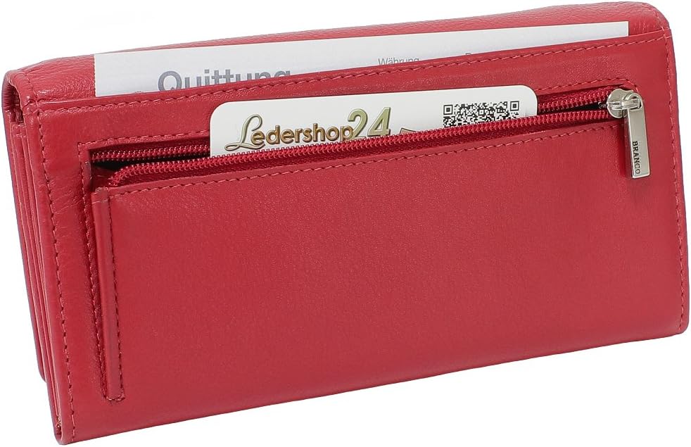 Branco Damen Geldbörse Portemonnaie Leder Damenbörse Damen Geldbeutel rot, Rot