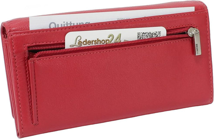 Branco Damen Geldbörse Portemonnaie Leder Damenbörse Damen Geldbeutel rot, Rot
