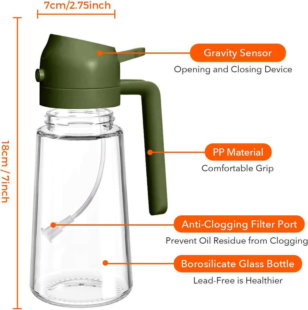 YARRAMATE 2 Stück 2 in 1 Ölsprüher für speiseöl, 470ml Öl Sprühflasche lebensmittelecht, Ölspray zum