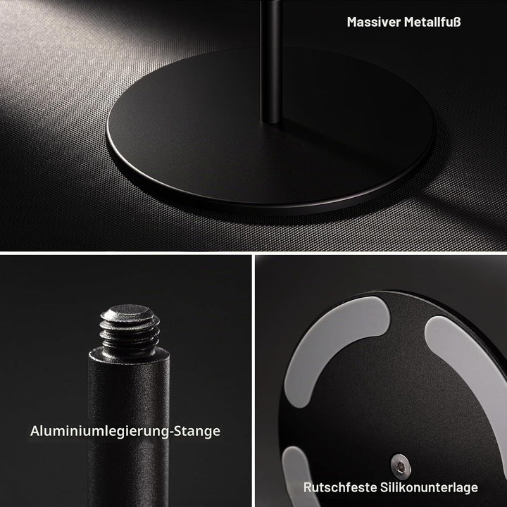 QinCoon Kopfhörer Ständer, Headset Halterung aus Walnuss Holz & Aluminium, Natur Walnuss Gaming Kopf