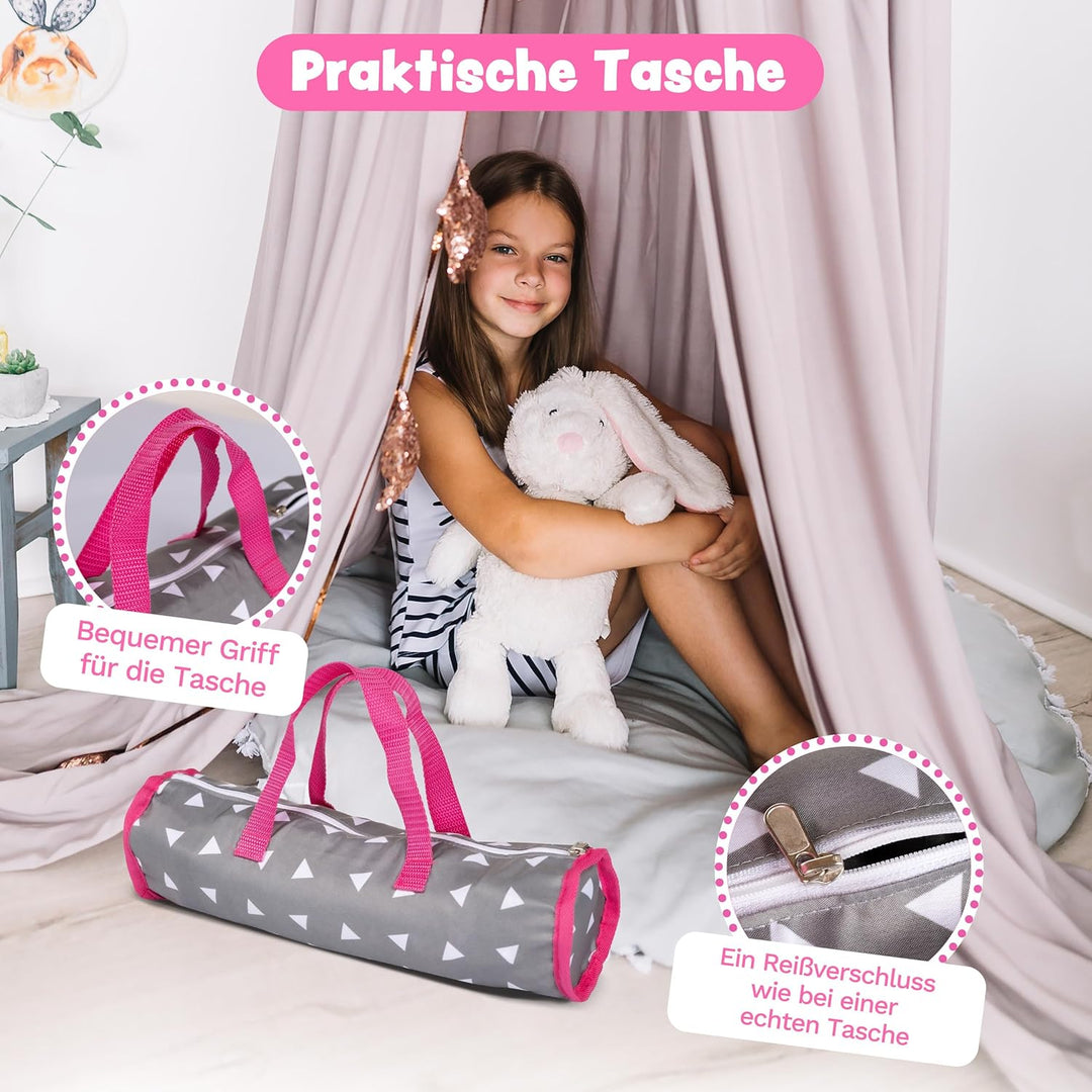 Kinderplay Puppenbett | Puppen Bett Spielzeug - Puppenreisebett für Baby Born | Baby Annabell Puppen