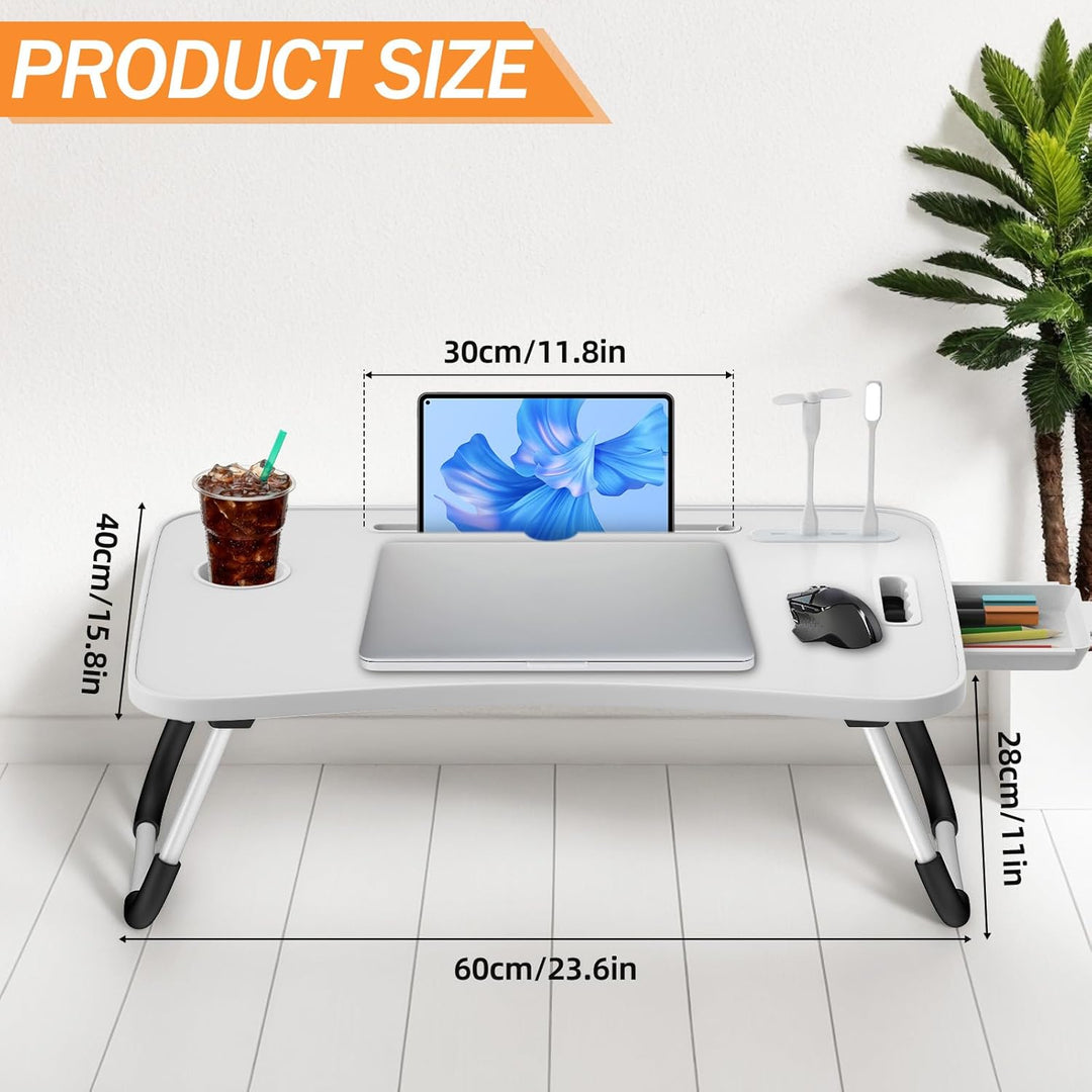 Klappbarer Laptop-Schreibtisch 60x40cm – Leichter, Multifunktionaler Bett Schreibtisch mit Kartensch