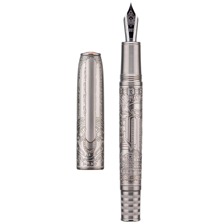 Hongdian 100 Silber Steel Kolben Füllfederhalter, Iridium Extra Feine Spitze Kalligraphie, Glatt Sch