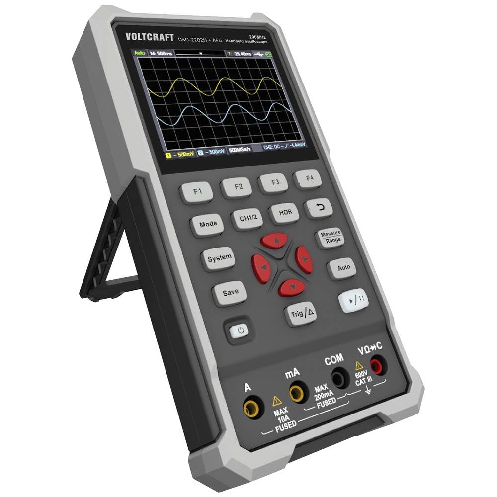 VOLTCRAFT DSO-2202H + AFG Hand-Oszilloskop 200 MHz 2-Kanal 1 GSa/s 8 kpts 8 Bit Handgerät 1 St.