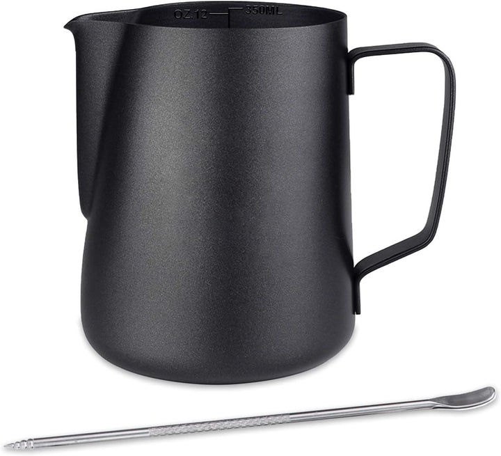 900ML Edelstahl Milchkännchen Kit Milchaufschäumer Kännchen mit Messung Mark und Latte Art Stift Sch