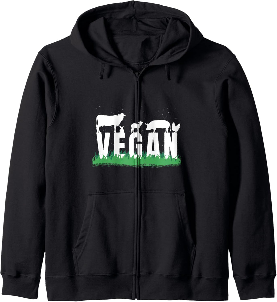 Veggie Vegan Kuh Schwein Kapuzenjacke