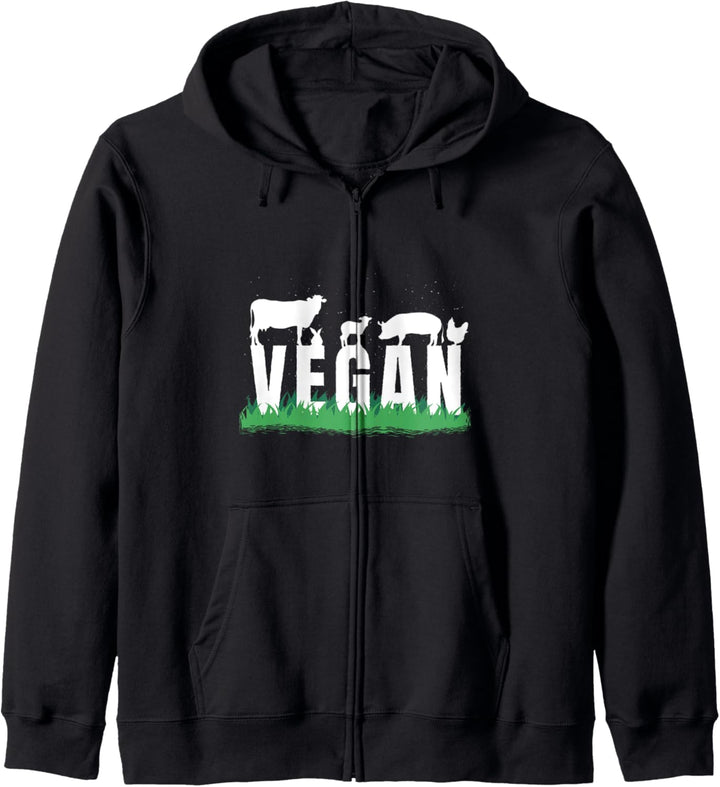 Veggie Vegan Kuh Schwein Kapuzenjacke