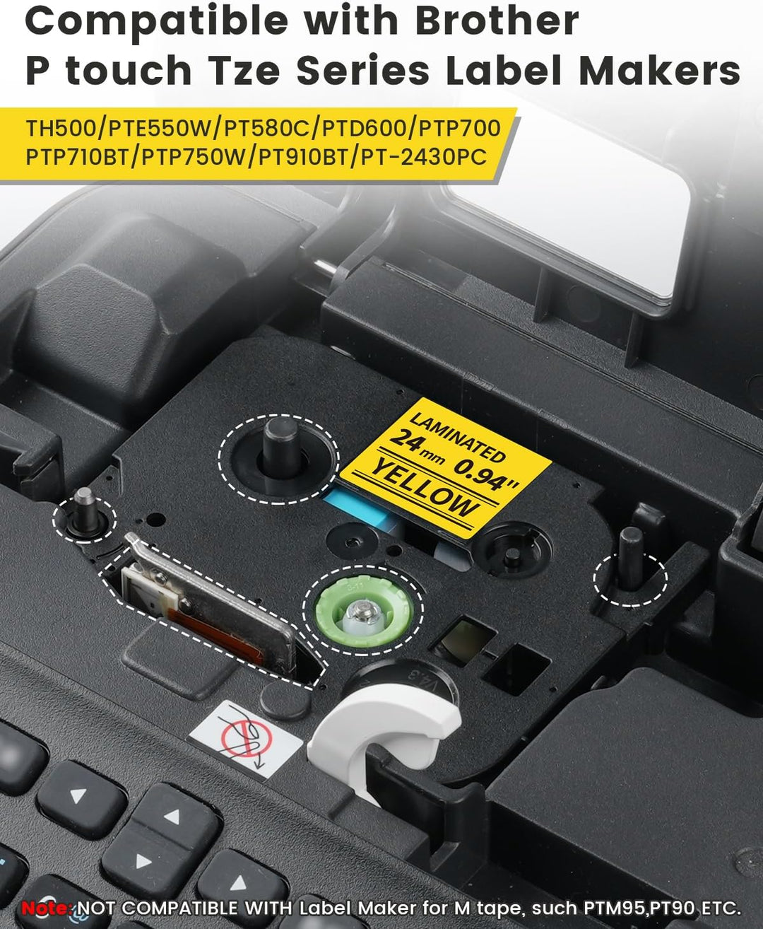 Tz 651 24mm Gelb Kompatibel mit Brother P-Touch Bänder 24mm Gelb Tze 651 Tze-651, als Ersatz für Tze