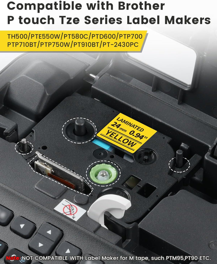 Tz 651 24mm Gelb Kompatibel mit Brother P-Touch Bänder 24mm Gelb Tze 651 Tze-651, als Ersatz für Tze