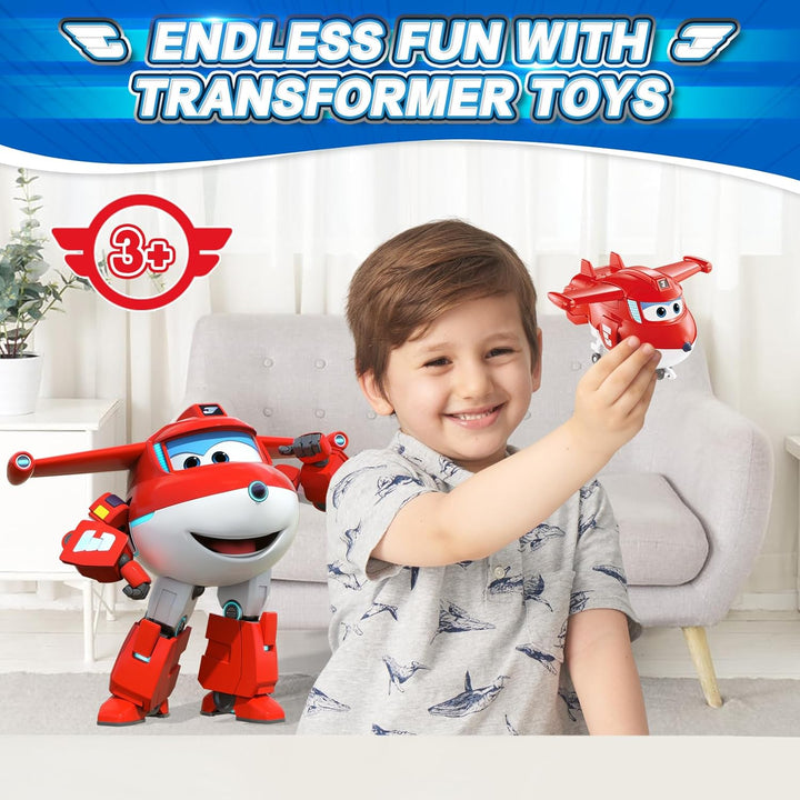 Super Wings Transformations-Flugzeug Supercharged Jett, ca. 12,7 cm grosse Spiel-Figur für Kinder, S