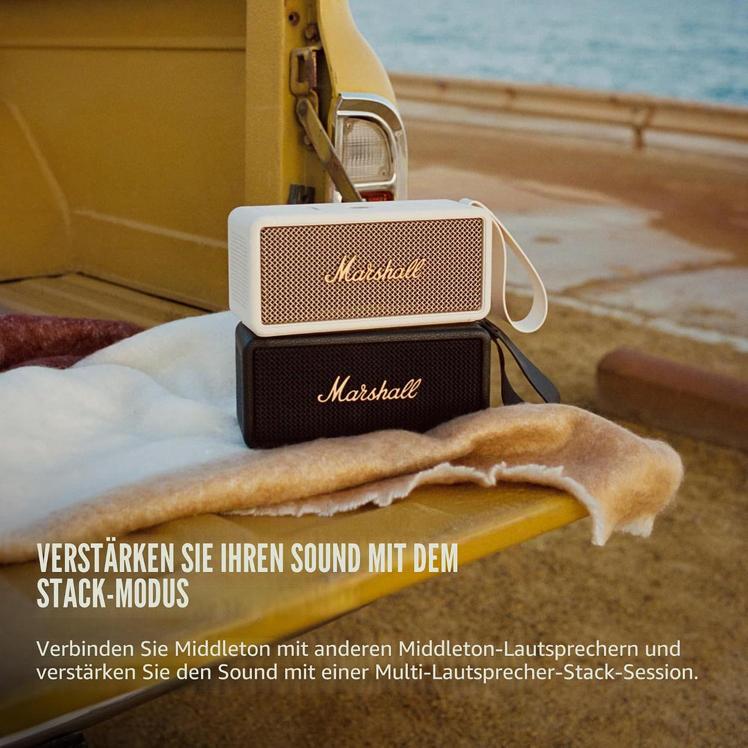 Marshall Middleton kabelloser tragbarer Bluetooth-Lautsprecher, über 20 Stunden tragbare Spielzeit,