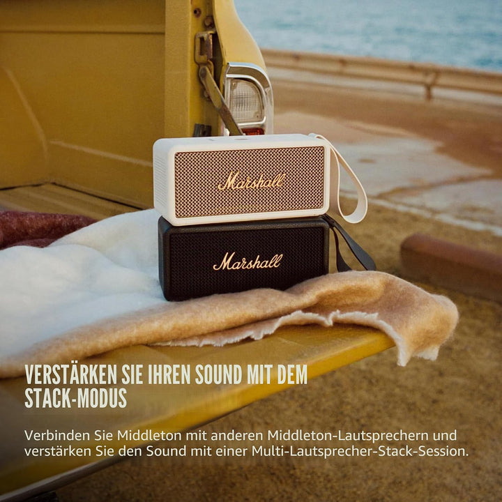 Marshall Middleton kabelloser tragbarer Bluetooth-Lautsprecher, über 20 Stunden tragbare Spielzeit,