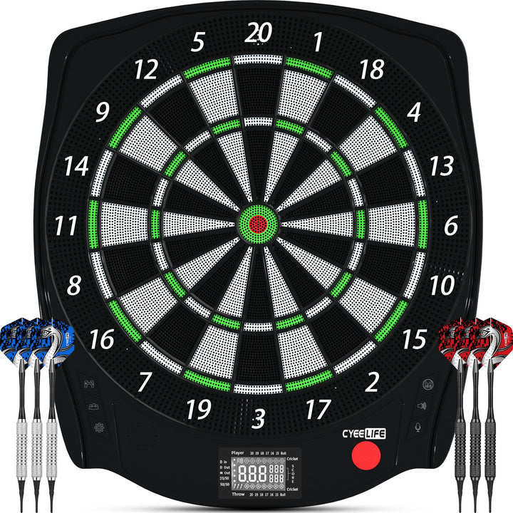 CyeeLife Elektronisch Dartscheibe mit 12 Dartpfeile Set und Zubehör,Batterie/Adapter/deutsch-English