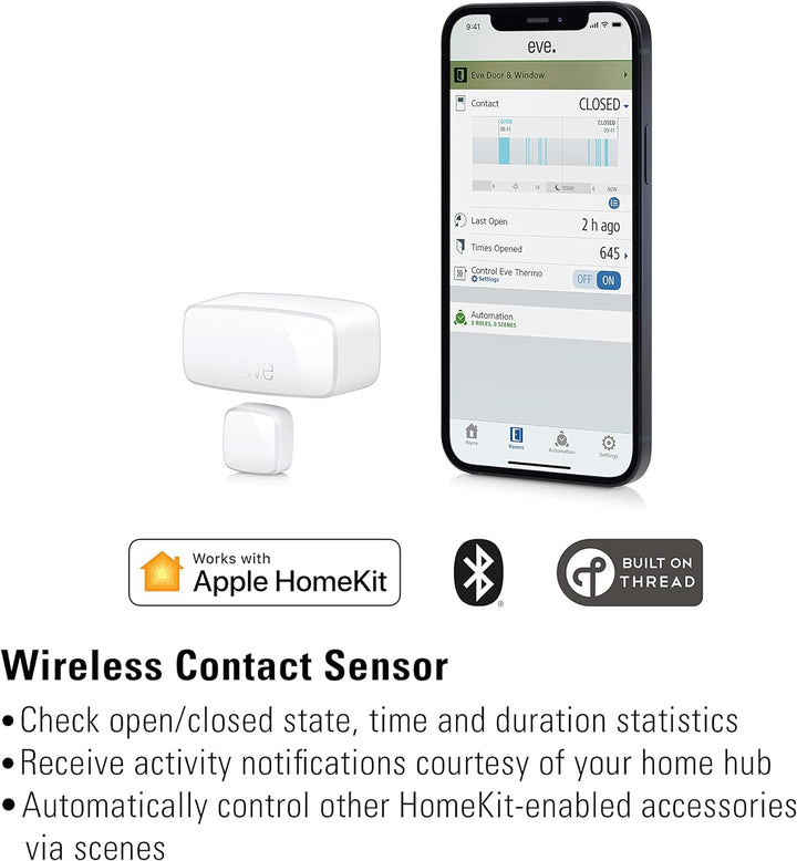Eve Door & Window - Smarter Kontaktsensor für Türen/Fenster (Dt. Markenqualität), Bluetooth, Thread,