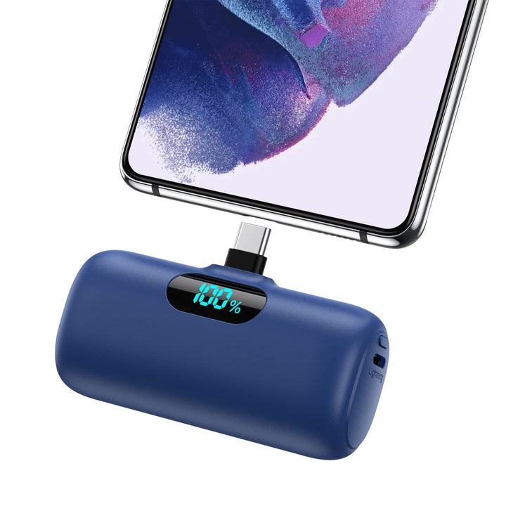 Feob Power Bank USB C 5000mAh, 15W PD 3.0A Schnelles Aufladen Powerbank Schlank LCD Display Extrener