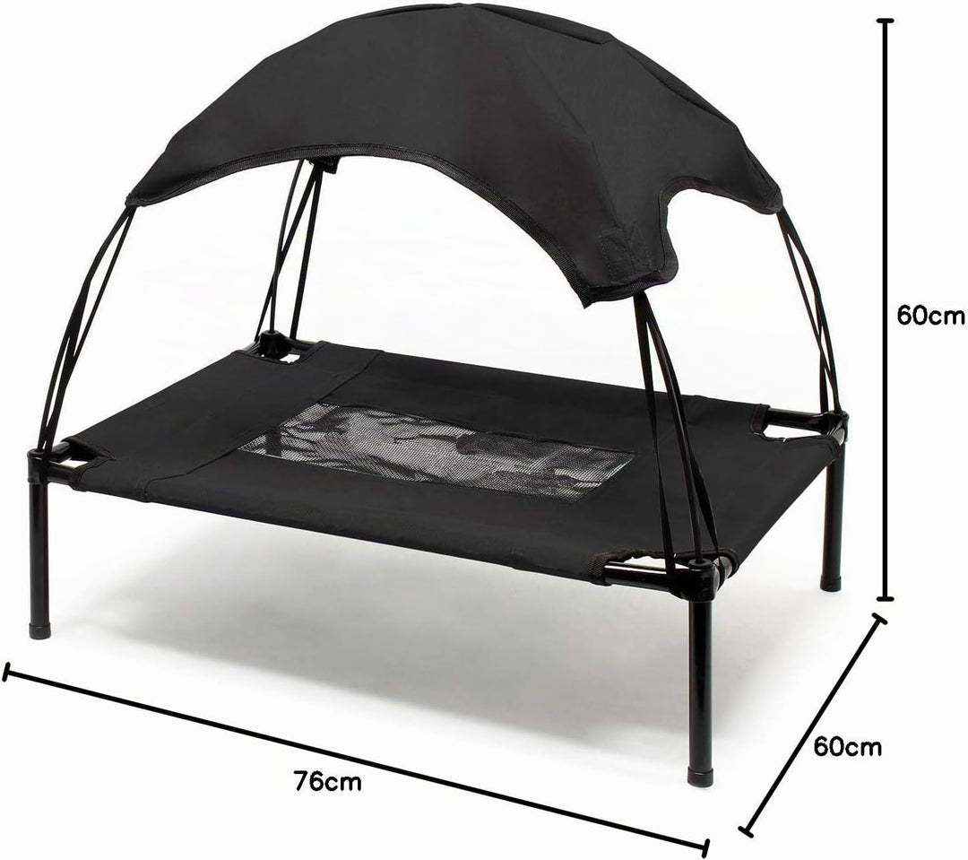 Wiltec Hundebett mit Dach Schwarz 76 x 60 x 16 cm Grösse M bis 25 kg Outdoor Katzenliege Haustier Sc