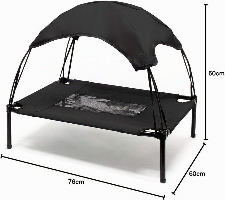Wiltec Hundebett mit Dach Schwarz 76 x 60 x 16 cm Grösse M bis 25 kg Outdoor Katzenliege Haustier Sc