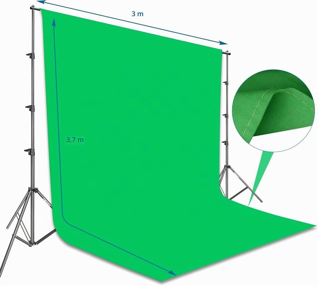 EMART Hintergrund Ständer mit Greenscreen, Fotostudio Set mit 2,6*3m Foto Hintergrund Stützsystem, 3