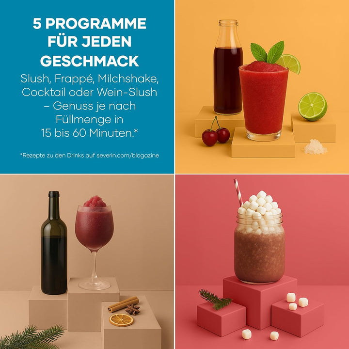 Severin Slush-Eis-Maschine für zu Hause, Eis-Cocktails, Frappé, Milchshakes, 15 min Technologie, Ice