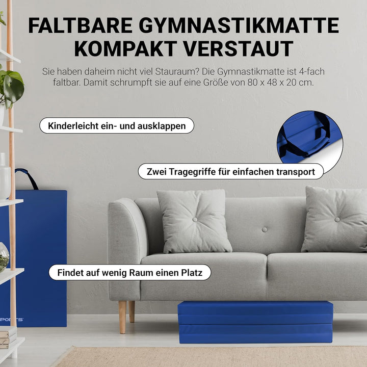 MSPORTS Turnmatte Premium klappbare Weichbodenmatte 190 x 80 x 5 cm Gymnastikmatte faltbare Sportmat