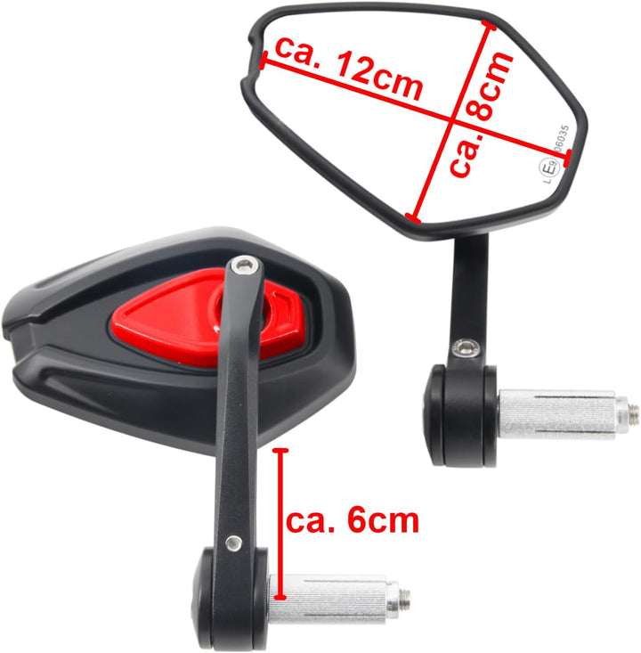Area1 universal Motorrad Lenkerendenspiegel Rückspiegel Paar e-geprüft kompatibel mit Duke SMC/R MT0