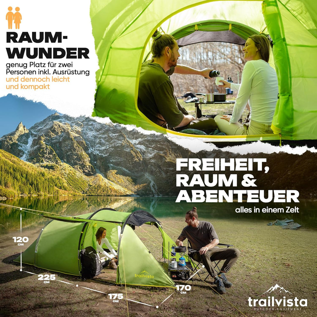 Cevedale Zelt 4 Personen Wasserdicht, leicht, kompakt & schnell aufbaubare Zelte, Camping Zelt mit V