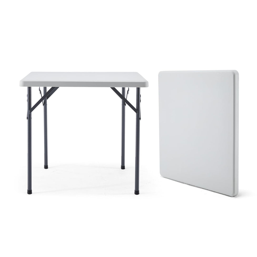 KAIHAOWIN Klapptisch Esstisch 80x80cm Quadratischer Gartentisch Weiss Flohmarkttisch Wetterfest für