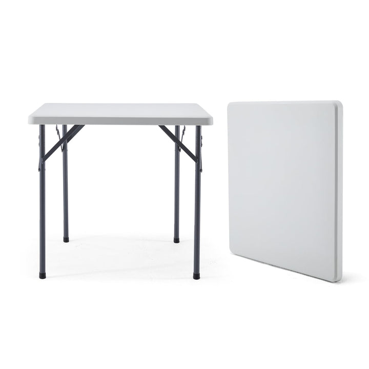 KAIHAOWIN Klapptisch Esstisch 80x80cm Quadratischer Gartentisch Weiss Flohmarkttisch Wetterfest für