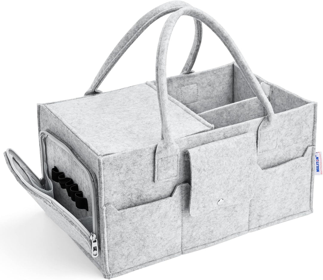 Maliton Windel-Caddy, Baby Essentials für Neugeborene Windeltasche mit Deckel, stabile tragbare wasc