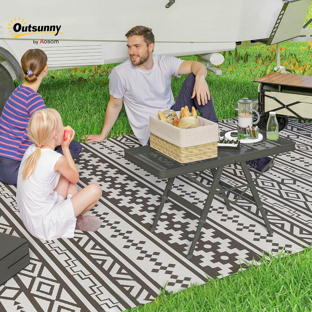 Outsunny Campingtisch höhenverstellbar Klapptisch mit Metallgitter Klappbar Gartentisch aus Aluminiu