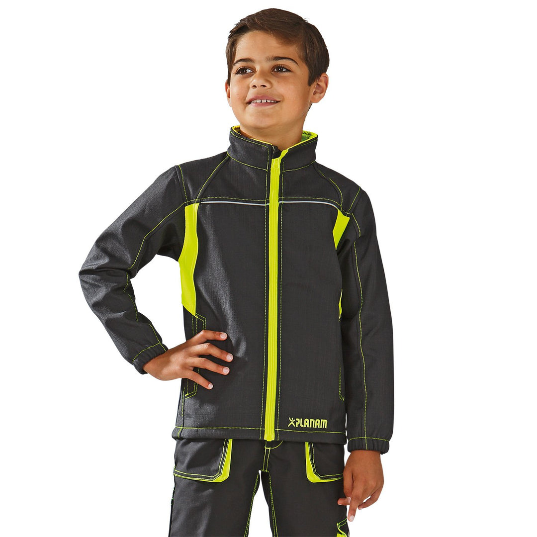 Grösse 158/164 Kinder Planam Junior Softshelljacke anthrazit gelb Modell 6130 Anthrazit/Gelb 158, An
