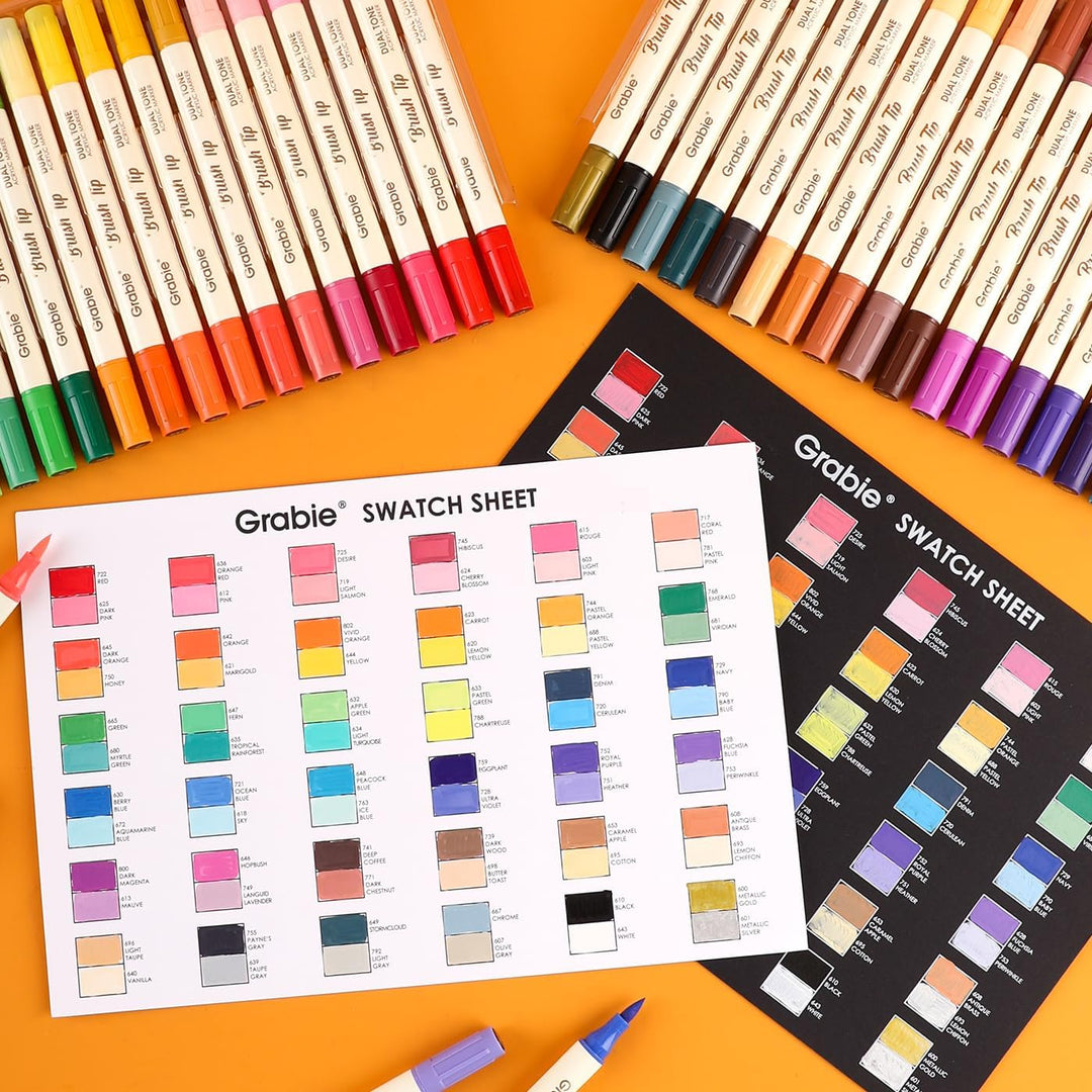 Grabie 72 Farben Acrylstifte, Acrylstifte Set mit weicher Spitze, Filzstifte für Holz, Stoff, Leinwa